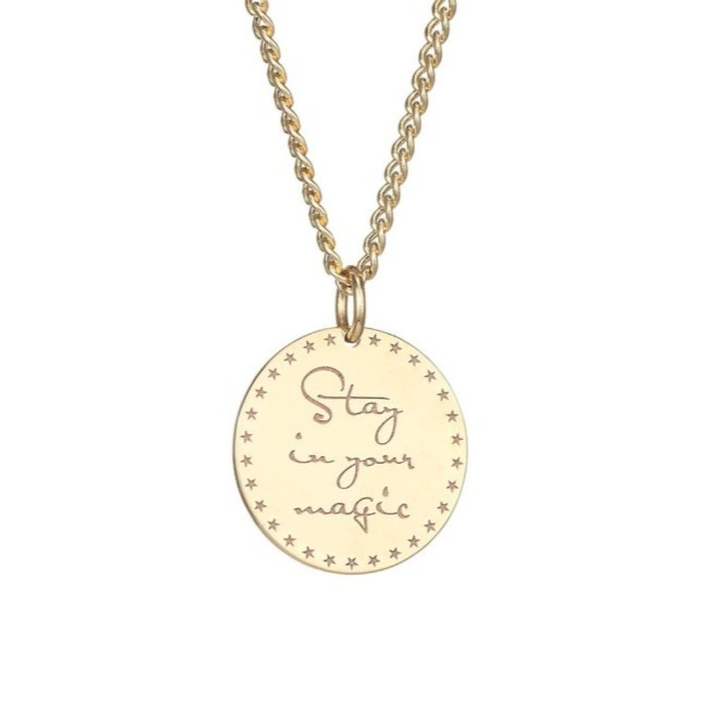 ZOE CHICCO 14K Gold Mantras "Stay In Your Magic" Disc Pendant Necklace